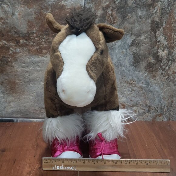 Build A Bear Brown Horse Pony Plush Pink Glittery Shoes Stuffed Animal - Picture 8 of 13